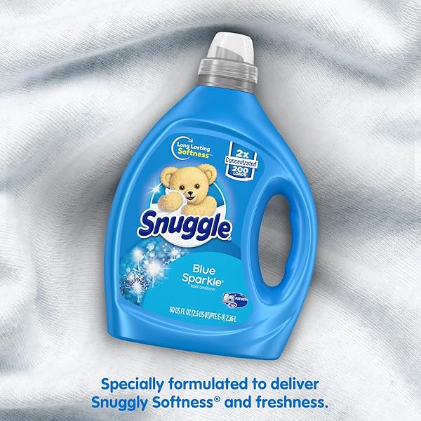 SNUGGLE FABRIC SOFTENER LIQUID, ULTRA CONCENTRATED, 80 OZ, 200 MEDIUM LOADS, BLUE SPARKLE FABRIC CONDITIONER, LONG-LASTING FRESH SCENT, SOFTENS, REDUCES STATIC & FIGHTS WRINKLES, HELPS PROTECT COLOR