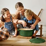 Overmont Enamelled Cast Iron Round Casserole 26cm 5.2L Green Lid view 8