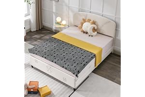 PUREMIND Full Size Kid Bed Frame, Faux Leather Upholstered Platform Bed Frame with Headboard, Boy Bed Frame, No Box Spring Needed Bed Frame for Kids, Child Bedroom Apartment, Low Bed Edge(Baseball)