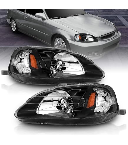 Amazon.com: Anzo USA 121070 Honda Civic Crystal Black Headlight