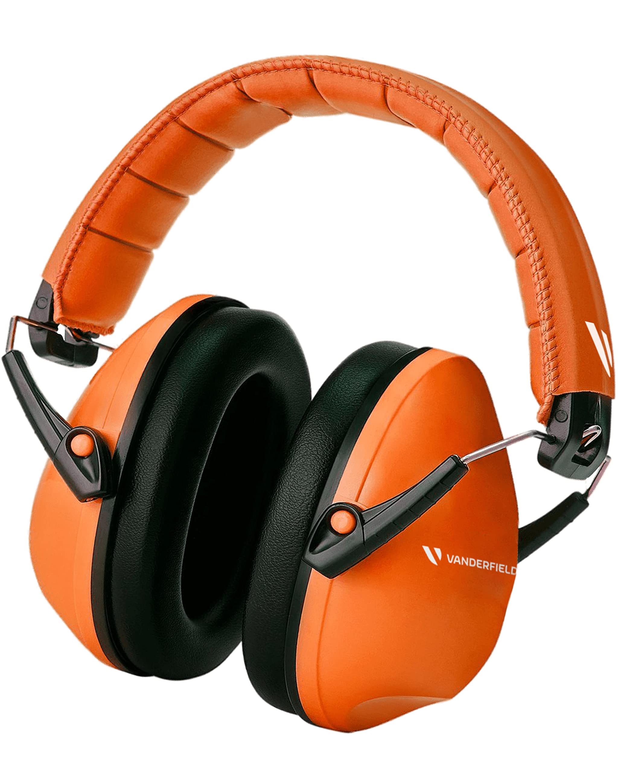 Vanderfields Premium Hearing Protection Ear Defenders - Broad Spectrum Sound Reduction 34 dB at 2K Hz Noise Cancelling - Headset Safety Noise Cancellation - Headphones Kids 3-12 - Orange — image 1