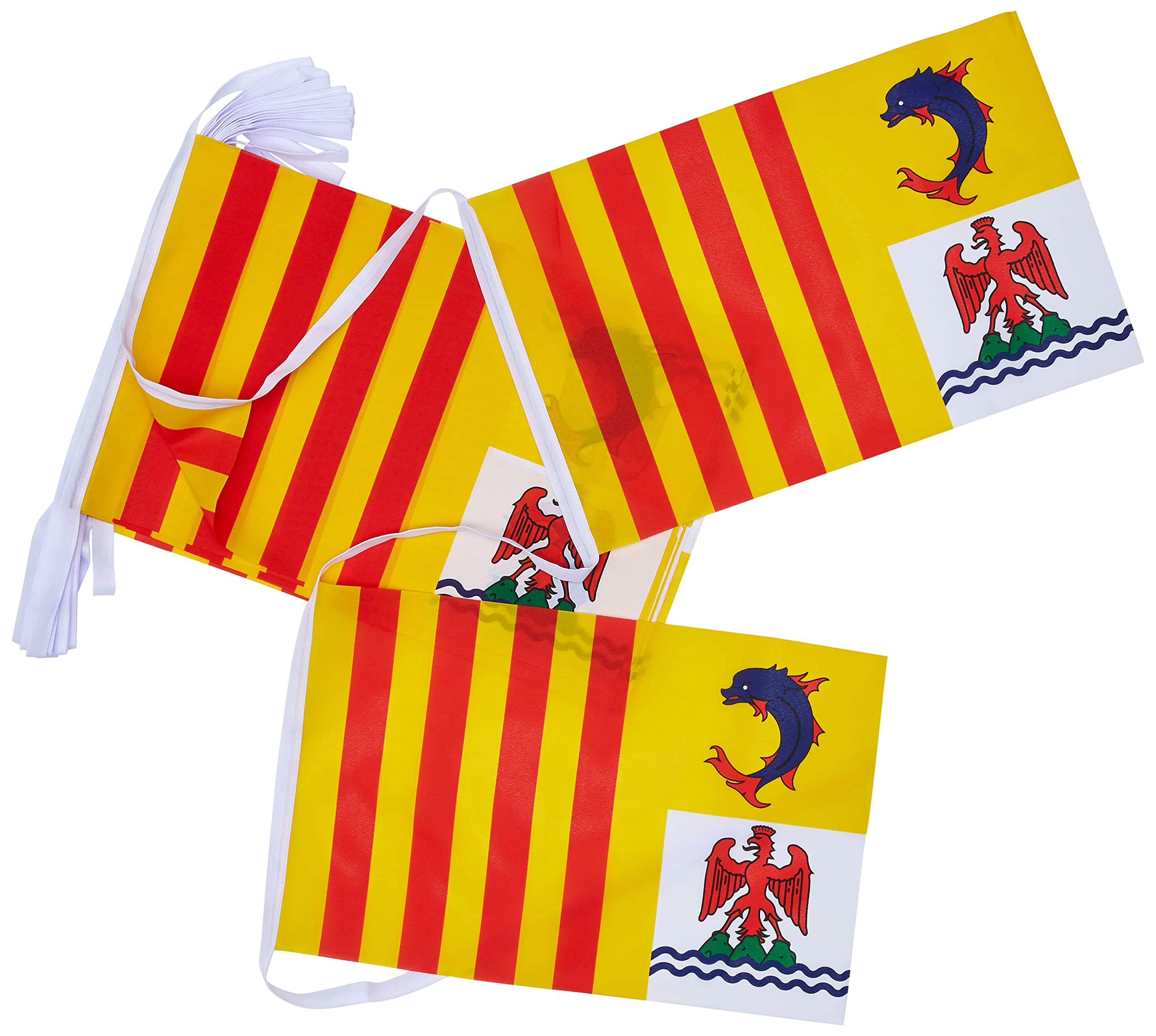 AZ FLAG - Provence-Alpes-Côte d'Azur Bunting Flag - 40 Ft Garland with 20 French region of PACA Flags 18'' x 12'' - 100% Polyester String Pennant - 12 meters
