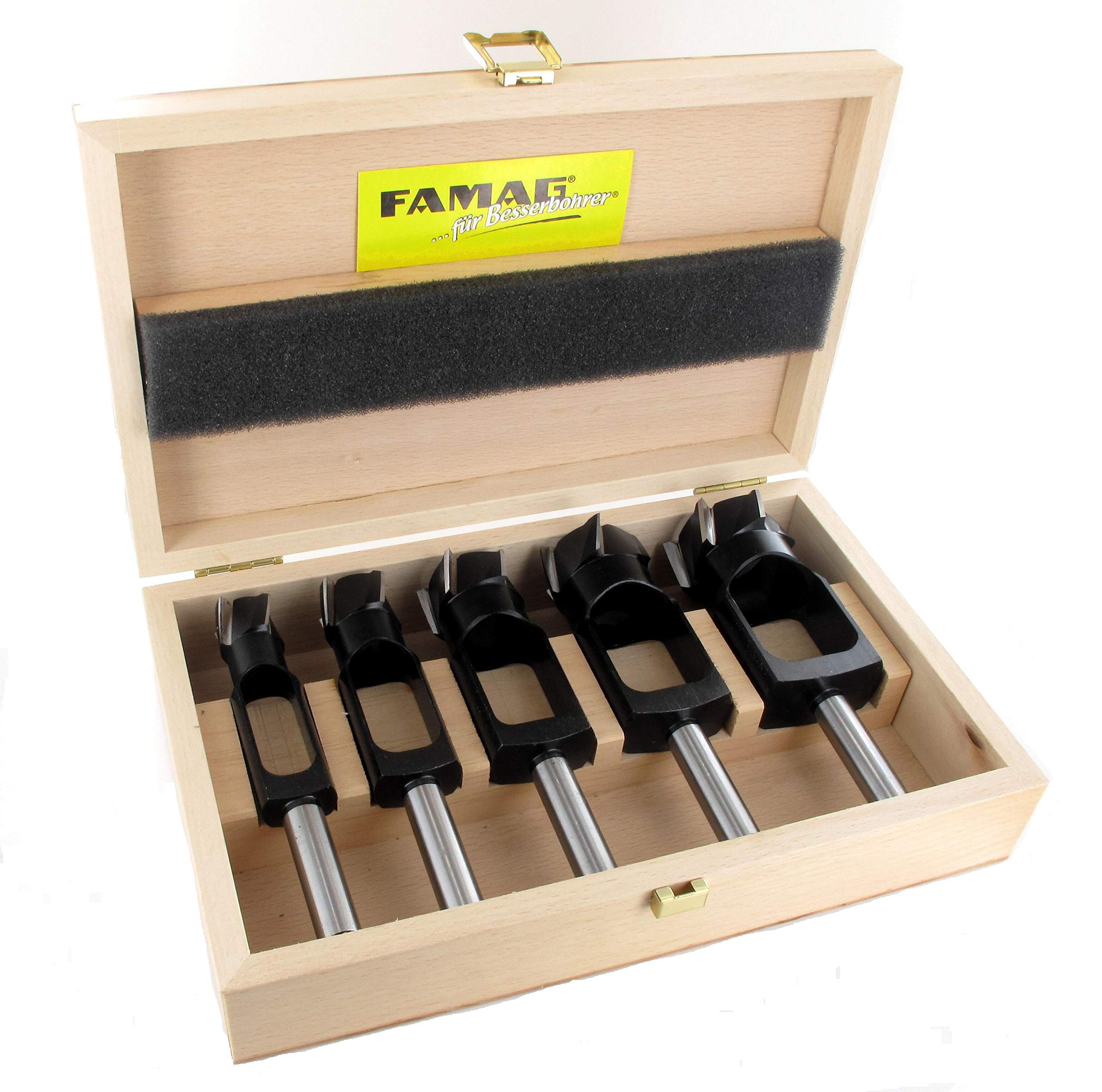FAMAG 1616505 5pcs Disc and Plug Cutter Set in Wooden Box