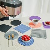 Beeptrum Extra Thick Silicone Trivet Mats 4 Pack Grey 7.2in 0.5cm view 7