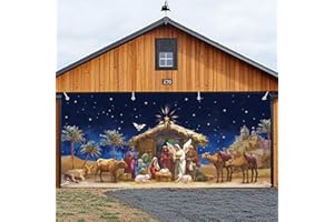 INXENG Garage Door Christmas Decorations, Christmas Nativity Garage Door Banner Cover, Garage Door Decorations, Garage Door Christmas Banner For Outdoor Indoor Xmas Wall Party Photo Background 6x13ft
