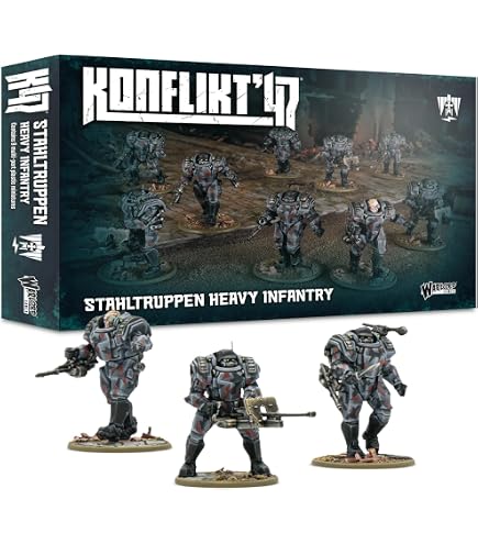 Figurines KONFLIKT'47 Stahltruppen Heavy Infantry - Échelle 28mm - Plastique - Neuf - Jeu WWII Alternatif