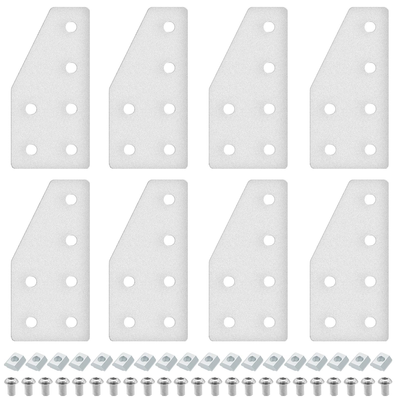 IMETRX 8pcs 2040 L Corner Bracket Joining Plate T Slotted Accessories 6-Hole 2040 Hardware Connector 2040 with T Nuts and Screws Silver — image 1