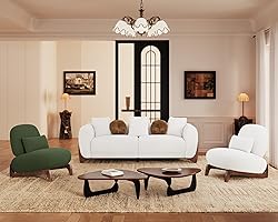 Morden Fort 3 Piece Cloud Couch Set, Modern Sherpa