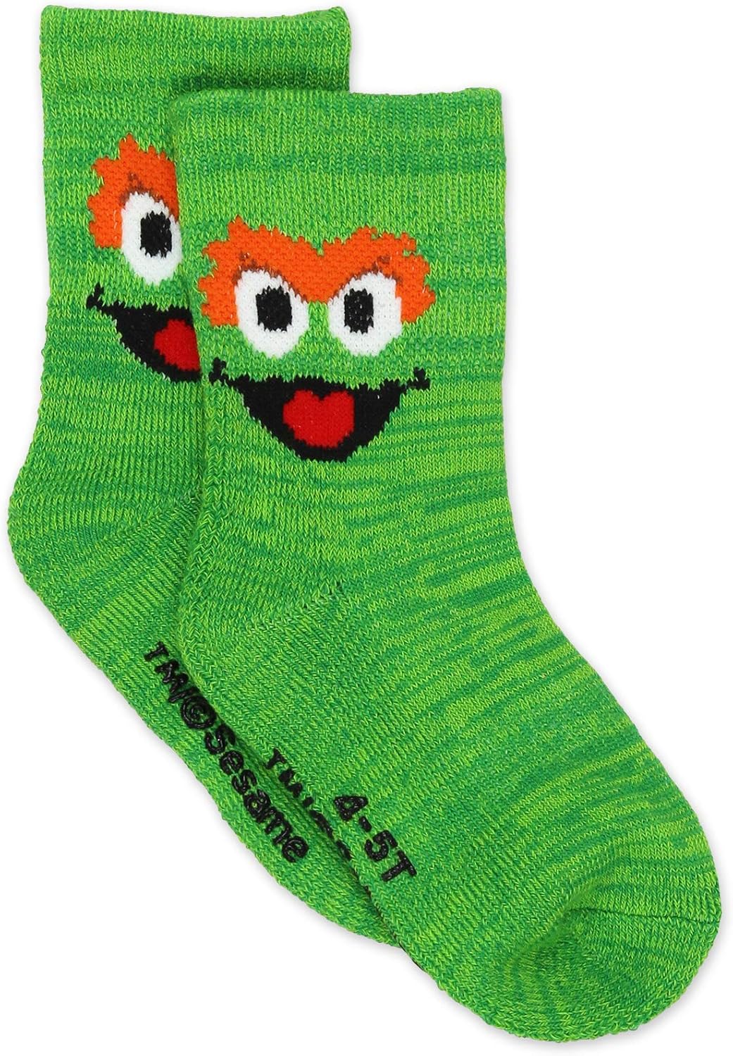 Sesame Street Elmo Boy's Girl's Multi Pack Crew Socks with Grippers (Baby/Toddler): Clothing