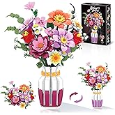 Flower Bouquet Building Set with Dual-Color Vase -16 Artificial Flowers Botanical Collection Blocks Kit for Adults Women,Compatible with Lego Flowers Bouquet Botanicals Collection