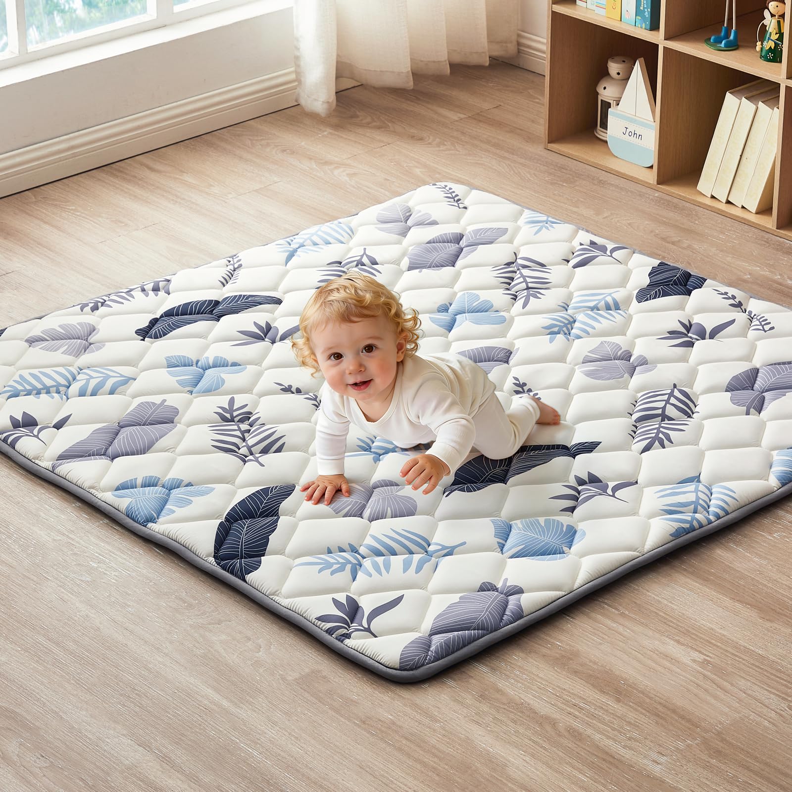 Photo 1 of Baby Play Mat 50"x50", Non-Slip Baby Mat for Floor, Soft Thicker, Portable Playmat, Crawling Mat for Babies, Toddlers & Infants to Play and Learn(Earth Beigewhite Tones)