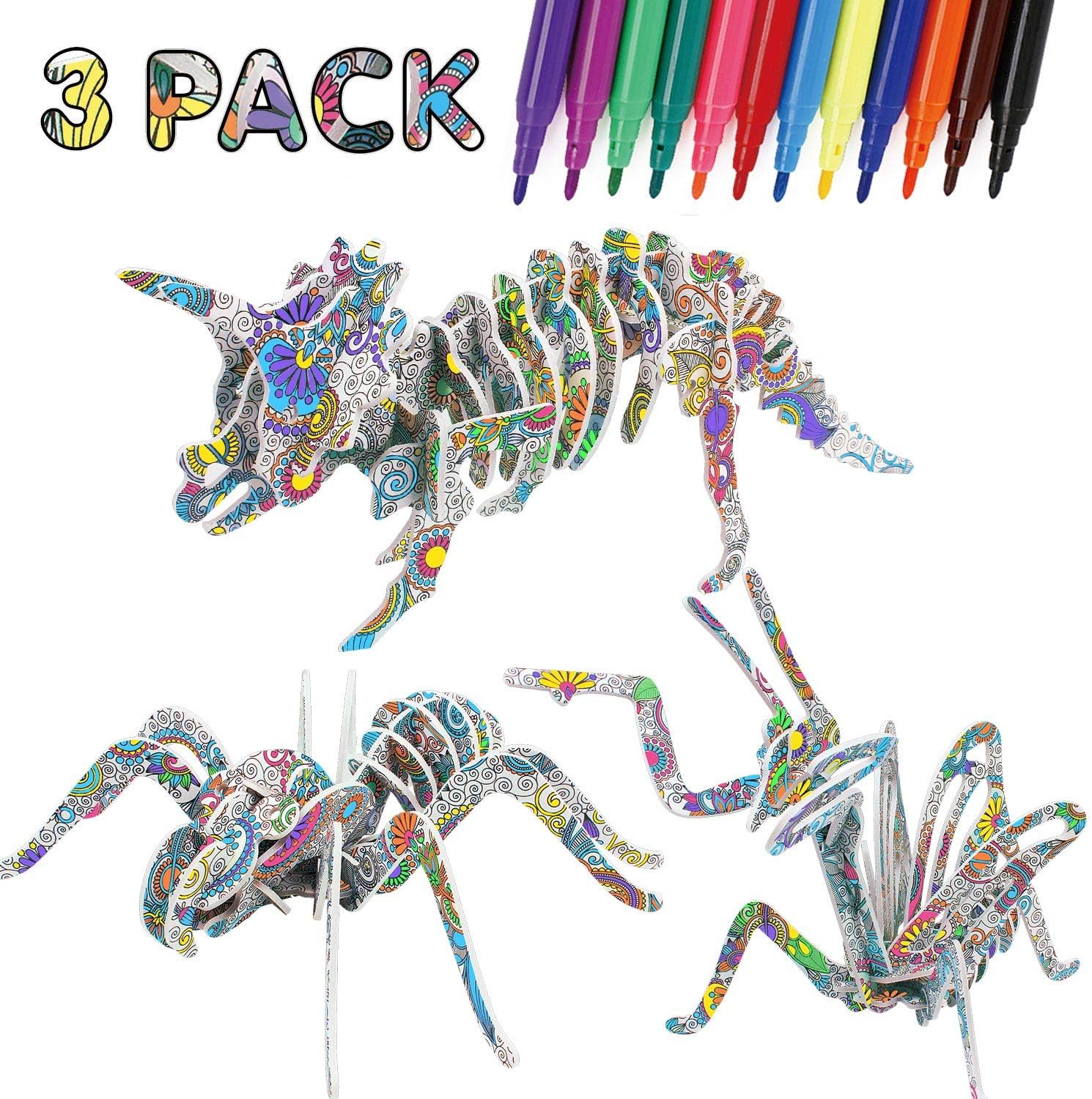 Amazon Com 3d Coloring Puzzles For Kids Arts And Crafts Kits Best Toy Gift For Girls Boys Age 6 7 8 9 10 11 12 Year Old Fun Creative Diy Educational Art