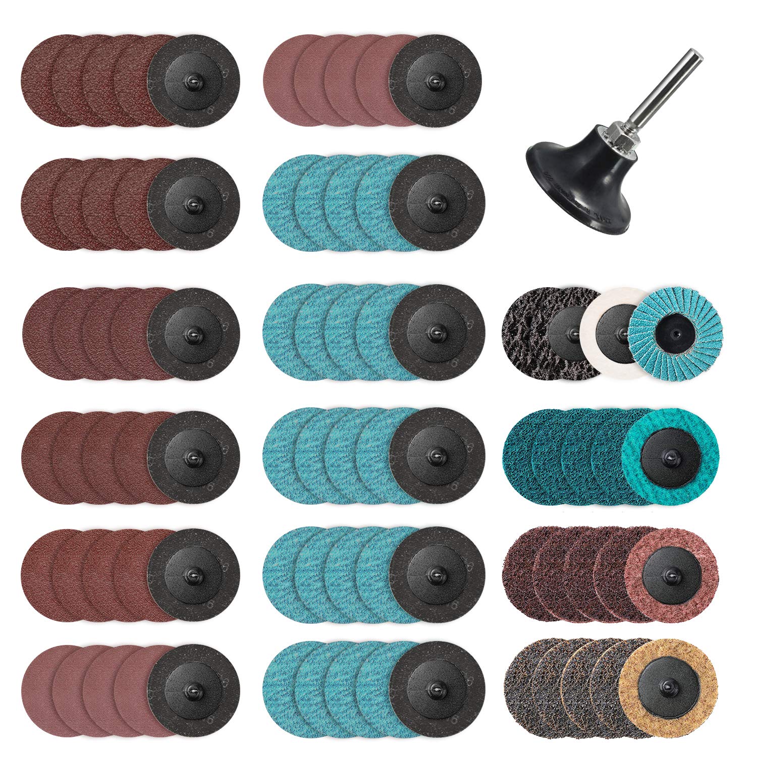 VIGRUE 80Pcs Sanding Discs Set, 2 Inches Roloc Quick Change Discs with 1/4 inch Holder, Surface Conditioning Discs for Die Grinder Surface Prep Grind Polish Burr Rust Paint Removal with Container: Industrial & Scientific