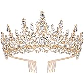 CURASA Gold Tiara and Crowns for Women Crystal Queen Crown, Wedding Tiaras for Bride Princess Crown for Little Girls Headpiece for Bridal Birthday Party Prom Halloween Pageant