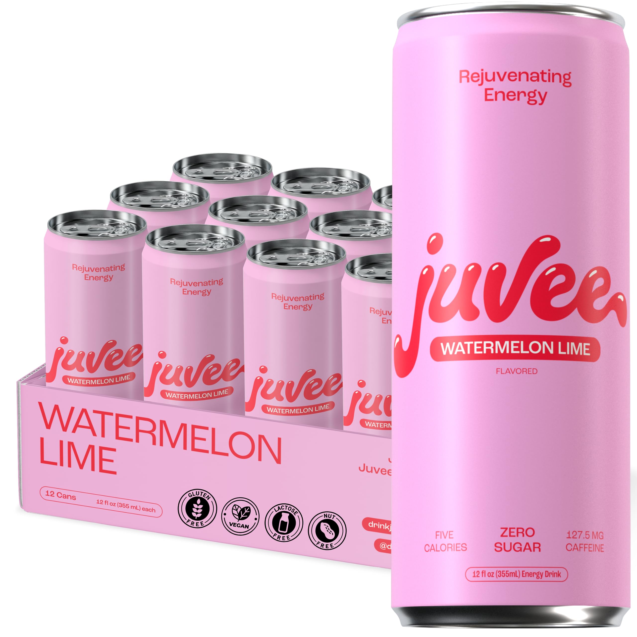 Juvee Energy Drink 0 Sugar 5 Calories (Pack of 12) (WATERMELON LIME)