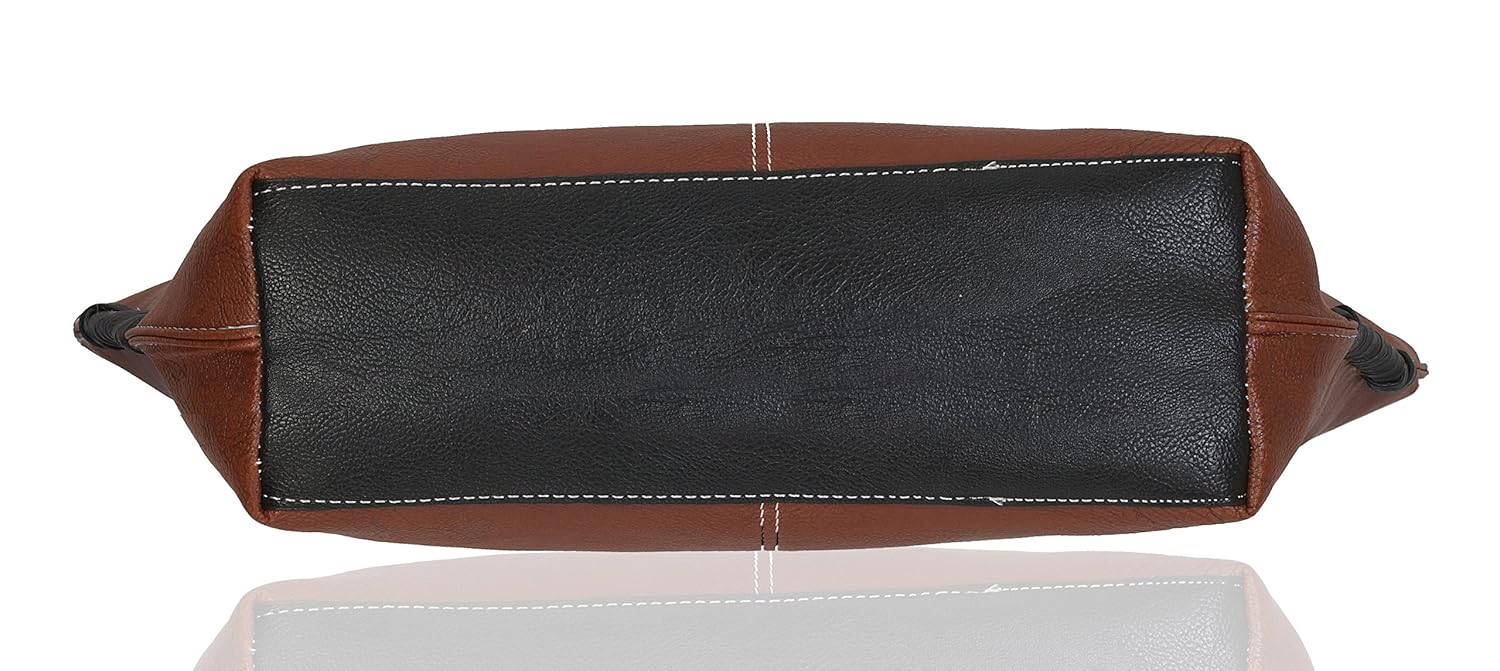 fantosy women's handbag (brown and black) (fnb-427)