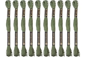 TIBOO DAY 12 Skeins Embroidery Cotton Floss, 100% Egyptian Long Fiber Cotton, 8.75yds Each, Dark Green