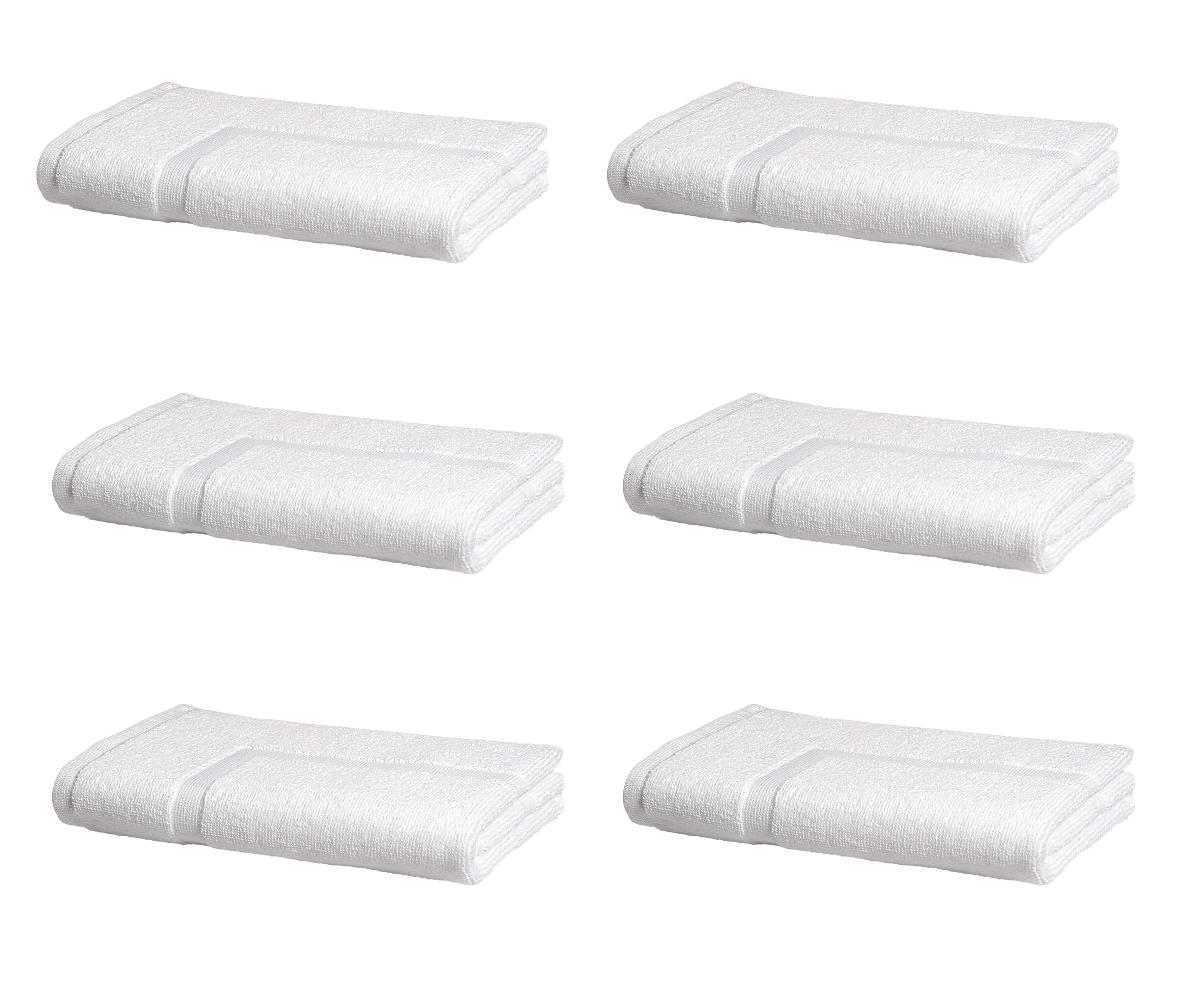 Photo 1 of Amazon Basics Premium 100% Cotton, Absorbent Soft Bath Mat, Machine Washable, 684 GSM, White, 30" x 20" Hotel Spa Shower/Bathtub Mats, Pack of 6
