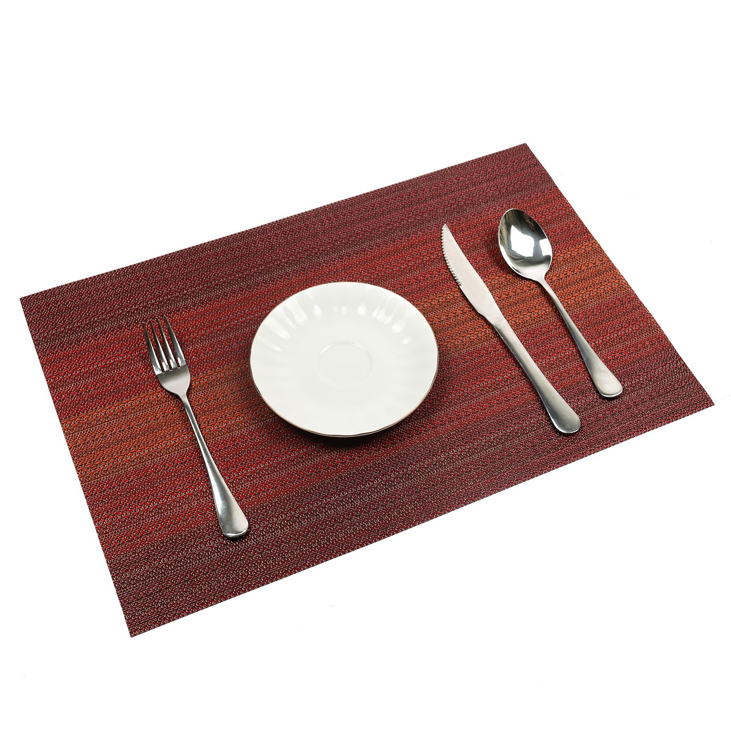 Pauwer Placemats Set of 6 for Dining Table Washable Woven Vinyl