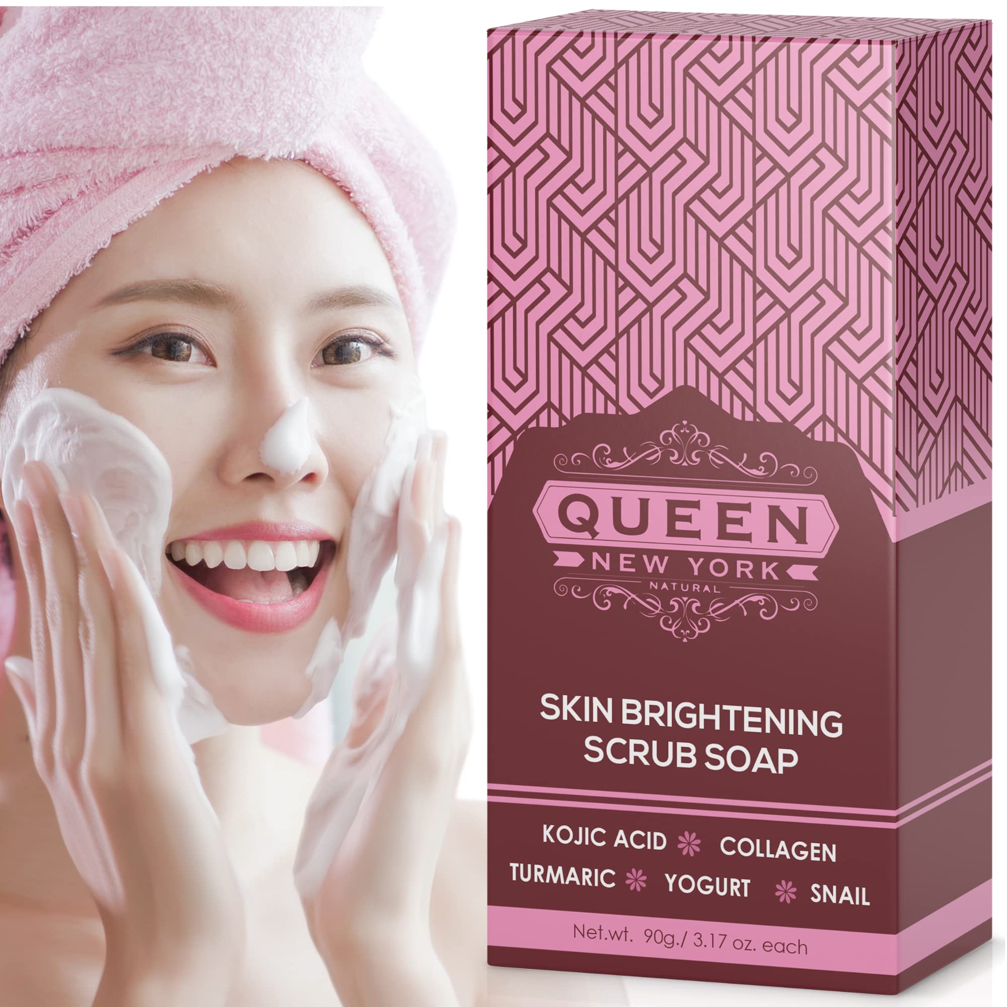 ORGANIC Kojic Acid+Collagen Skin Brightening Scrub Soap- Moisturizes, Reduces the appearance of Acne Scars Wrinkles, Dark Or Red Spots Vegan Cruelty Free-NO FRAGRANCE-SPF 15