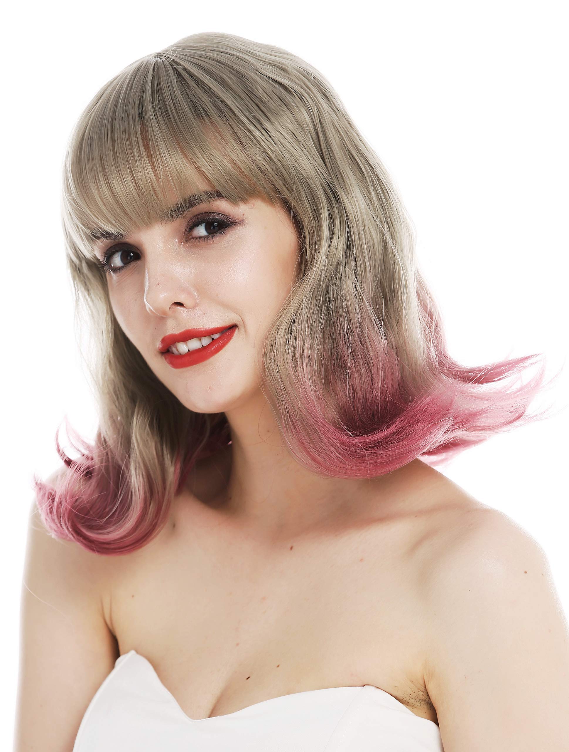 WIG ME UP - DL-040B-109 wig women's wig shoulder length fringe sleek waved tips 50's/ 60's retro look blonde pink mix