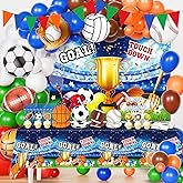 Heidaman 211Pcs Sports Birthday Party Decorations，Sports Themed Party Decorations，Set Include Banner Balloon arch,Backdrop, Cake Toppers，Tableware, Tablecloth