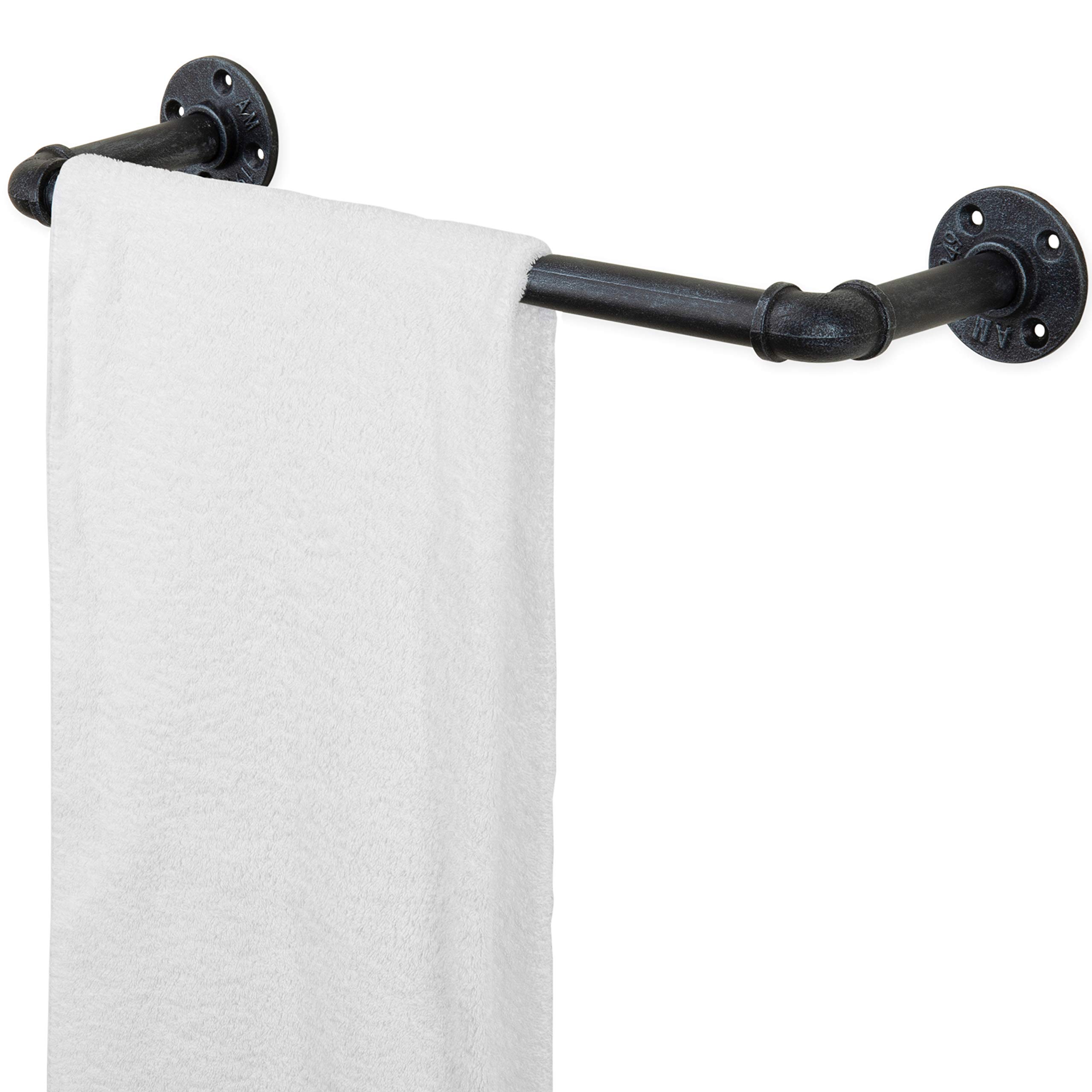 MyGift 20Inch WallMounted Industrial Steel Gray Metal Pipe Bathroom Hanging Towel Bar