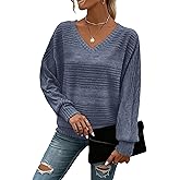 RICHSTORY Long Sleeve Shirts for Women Casual V Neck Pullover Sweaters Tunic Tops Dressy Blouses Fall Fashion Clothes 2025