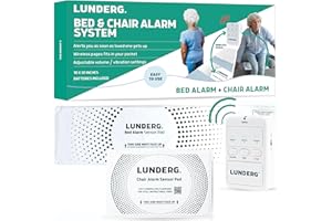 Lunderg Bed Alarm for Elderly Adults & Chair Alarm Set - Wireless Bed Sensor Pad (10” x 30”), Chair Sensor Pad & Pager - Alarms and Fall Prevention for Seniors & Dementia Patients - Full Caregiver Set