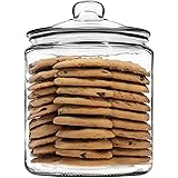1 Gallon Glass Cookie Jar - Large Food Storage Container with Airtight Lid - Keep Fresh Flour, Chewy Pet Treats, Candy, Dried