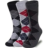 Premium Argyle Dress Socks for Men, Classic and Fun Cotton Socks, 3 Pair Set with Gift Box