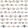 Hicarer 50 Pieces Mixed Alloy Enamel Eye Charms Assorted Evil Connector Rhinestone Diamond Evil Eye Link Charms for DIY Jewelry Necklace Bracelet Crafts Making