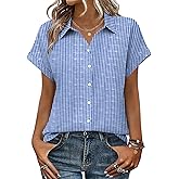 Zeagoo Womens Tops Short Sleeve Shirts Button Down Casual Blouses V Neck Outfits Summer Spring Clothes 2026