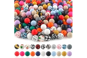 Sunrony 150pcs Silicone Beads, 15mm Silicone Beads, Silicone Beads for Keychain Making，Silicone Beads 15mm Bracelet Making Kit and Loose Round Silicone Beads for Pens (Pop Colors)