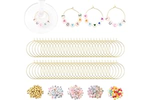 HUAAPLEVLA 60 Set DIY Wine Glass Charms Kit for Personalized Wine Charms Making Suitable for Party Stem Glasses Decorations