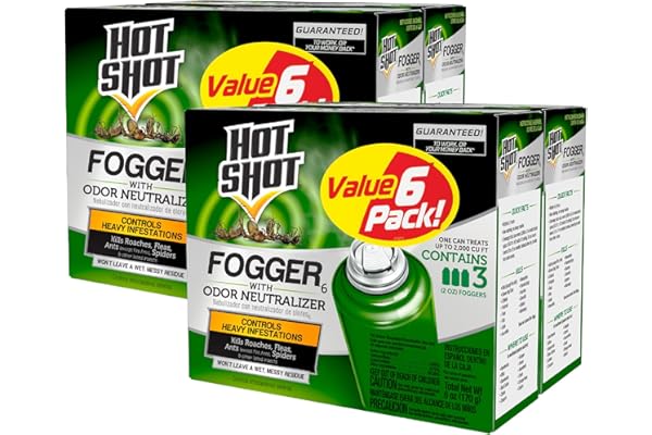 Hot Shot Fogger With Odor Neutralizer, Kills Roaches, Ants, Spiders & Fleas, Controls Heavy Infestations, 3 Count, 2 Ounce Pack of 2