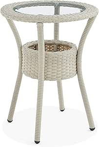 Amazon.com: Haven All-Weather Wicker Outdoor Round Glass-Top Accent ...