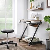 VASAGLE Songmics Z Shape Computer Desk 60x48x73 cm Vintage Brown Wheels view 2