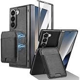 Dteck for Galaxy Z Fold 6 2024 Magnetic Phone Case 7.6" with Removable Flip Wallet (4 Card Slots) Kickstand, Screen Protector, Hinge Cover, Compatible with MagSafe, Shockproof Lightweight Cover, Black