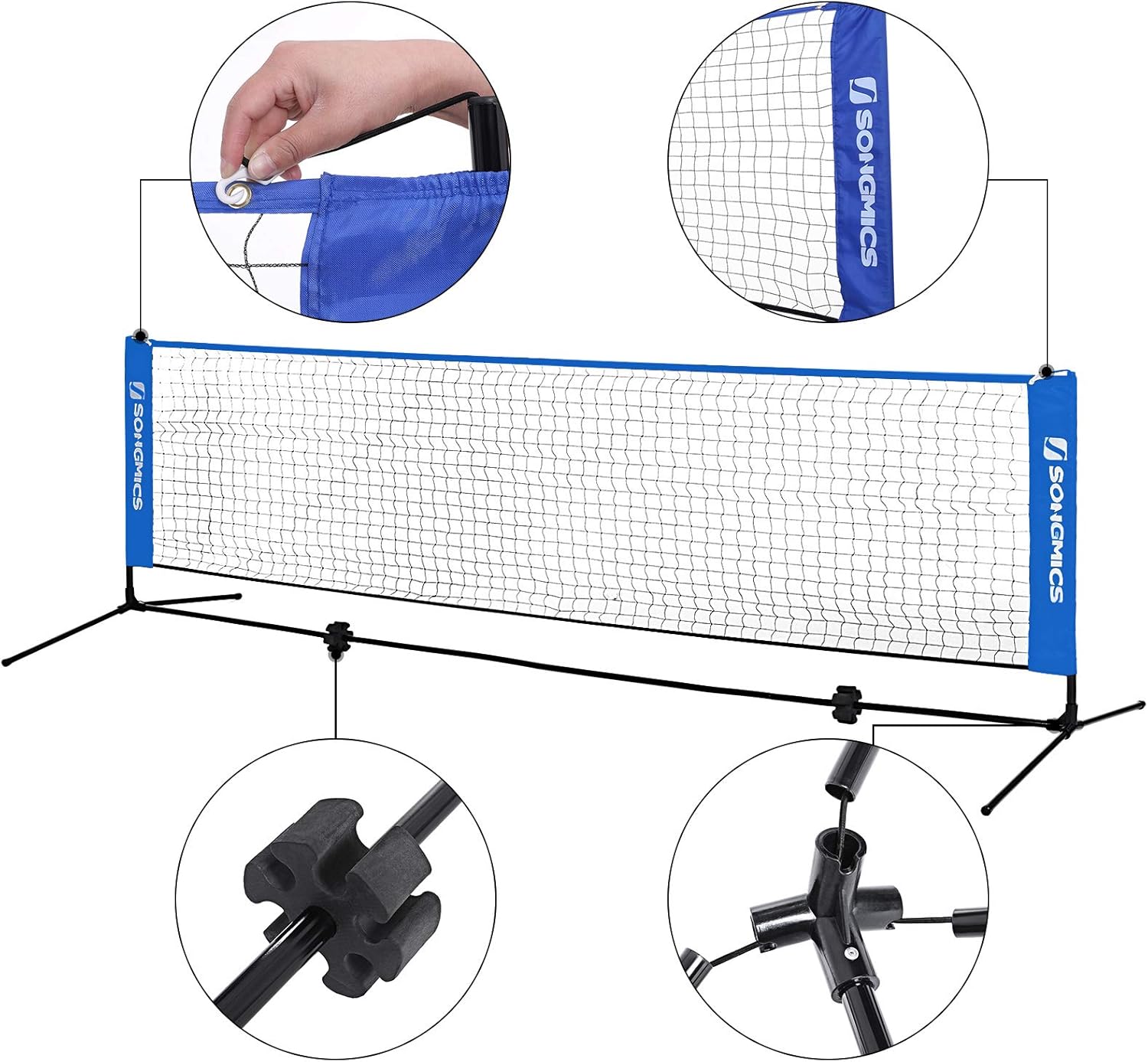 SONGMICS Badminton Net Set, Portable Sports Set for Badminton, Tennis, Kids Volleyball, Pickleball, Easy Setup, Nylon Net with Poles for Indoor Outdoor Court : Sports & Outdoors