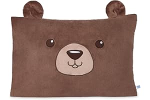 Saint Eve Kids Pillow Pals Fuzzy Pillow Case, Cute Animal Friends Soft Pillow Cover for Kids Beds and Nap Time - Sunny The Bear