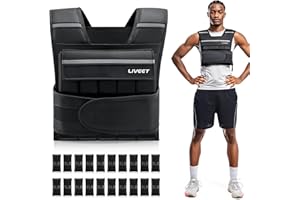Liveet Adjustable Weighted Vest for Men Women, 20lb 30lb 45lb 60lb Weight Vest with 20 Removable Weights, Heavy Duty Running 