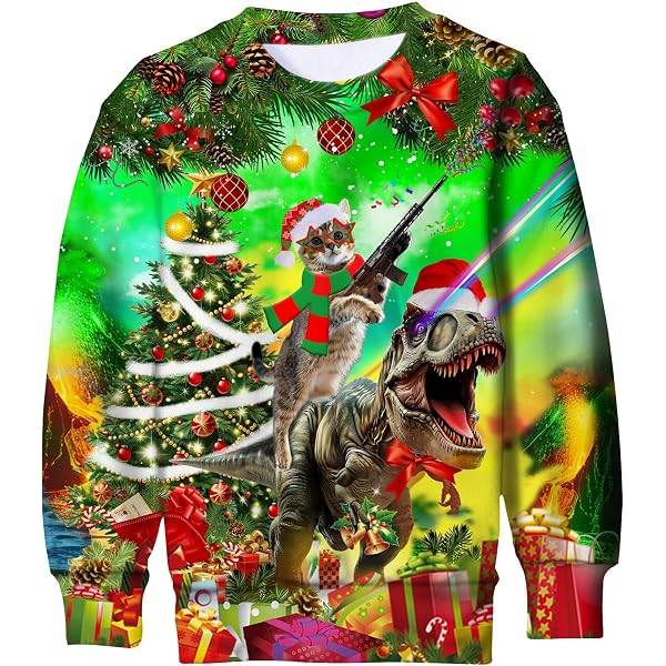 Pull De Noël Moche Femme Motif 3D Robe à Paillettes - Sweat-shirt Drôle, Festif, 100% Polyester