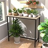 KU Syang 100cm Industrial Bar Table Walnut Brown Adjustable Height Steel Frame view 7