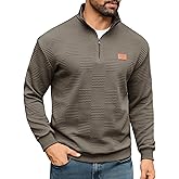 URRU Men's Quarter Zip Pullover Sweatshirt Mock Neck Long Sleeve Sweater Slim Fit Casual Polo Sweaters