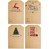 Self Adhesive Gift Tag Stickers: Decorative Christmas Tags Stickers Gift Labels for Holiday Presents Xmas Gift Bags - Easy to Write and Peel, 120Pcs