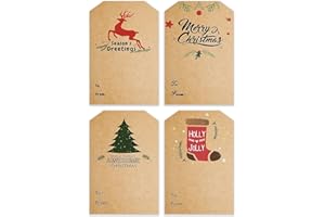 HOMEDOREMI Self Adhesive Gift Tag Stickers: Decorative Christmas Tags Stickers Gift Labels for Holiday Presents Xmas Gift Bags - Easy to Write and Peel, 120Pcs