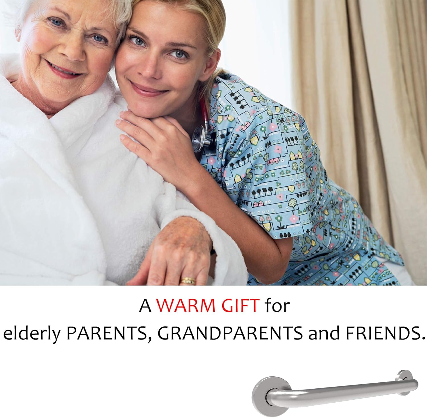 AmeriLuck 24 inches Stainless Steel Bath Safety Grab Bar (2 Pack), ADA Compliant 500lbs Loading Capacity, Brushed Nickel: Health & Personal Care