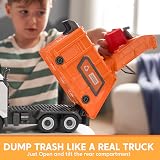 JOYIN Garbage Truck Toy with Light and Sounds Orange 3 Trash Cans view 3