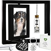 Pet Memorial Gifts Rotating 4x6 Picture Frame Wooden Black Dog Cat Remembrance Keepsake Pet Fur Jar Rainbow Bridge No Longer By My Side Heart Tag Pet In Loving Sympathy Keychain Loss Gift PR-6B